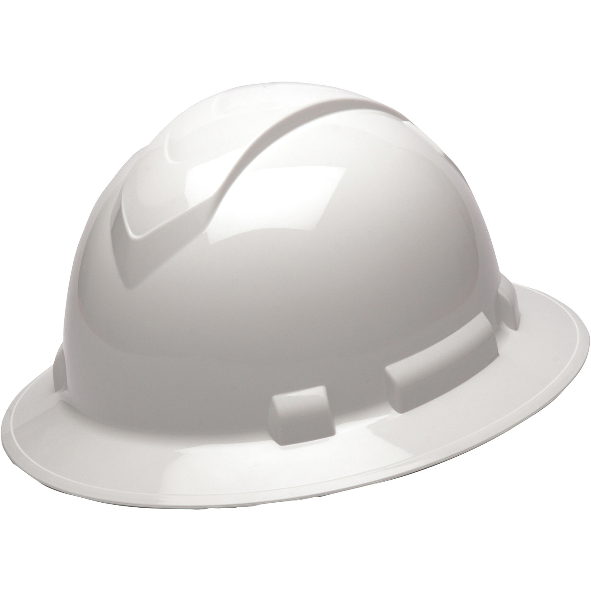 Pyramex Ridgeline Full Brim Hard Hat with 4-Point Ratchet Suspension,  White, One Size Fits All, Model# HP54110